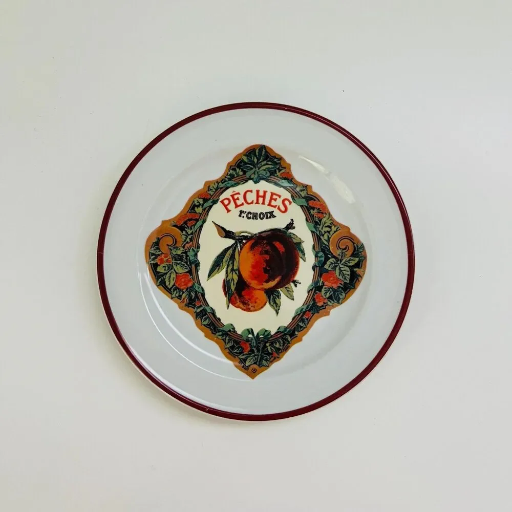 WILLIAMS SONOMA Rosanna Red Rim Harvest Market Appetizer Plates, Set of 4